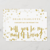 Imitats Gold Confetti werden Sie meine Trauzeugin Einladung (Vorne/Hinten)