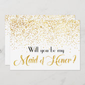 Imitats Gold Confetti Werden Sie meine Trauzeugin Einladung (Vorne/Hinten)