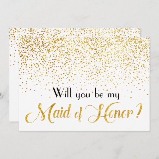 Imitats Gold Confetti Werden Sie meine Trauzeugin Einladung (Vorne/Hinten)