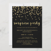 Imitats Gold Confetti zum Black Surprise Party Einladung (Vorderseite)