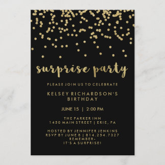 Imitats Gold Confetti zum Black Surprise Party Einladung