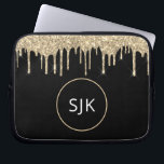 Imitats Gold Drilling Glitzer Sparkle Monogram Laptopschutzhülle<br><div class="desc">Gold und Black Imitats Dripping Glitzer und Sparkle Elegant Mit Monogramm Initials Case. Dieser Fall kann so angepasst werden,  dass er Ihren Anfangs- und Vornamen enthält.</div>