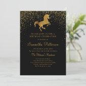 Imitats Gold Einhorn und Stars Einladung zum Gebur (Stehend Vorderseite)