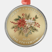 Imitats Gold Elegante Poinsettia Weihnachten Ornament Aus Metall (Vorne)