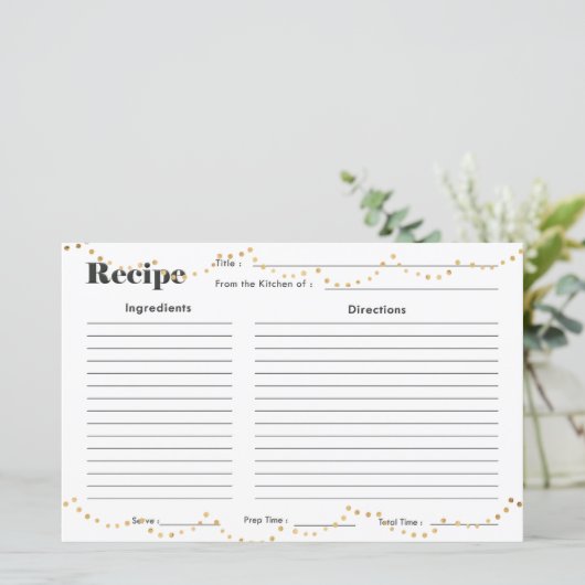 Imitats Gold Fairy Lights Rezept Card (Stehend Vorderseite)