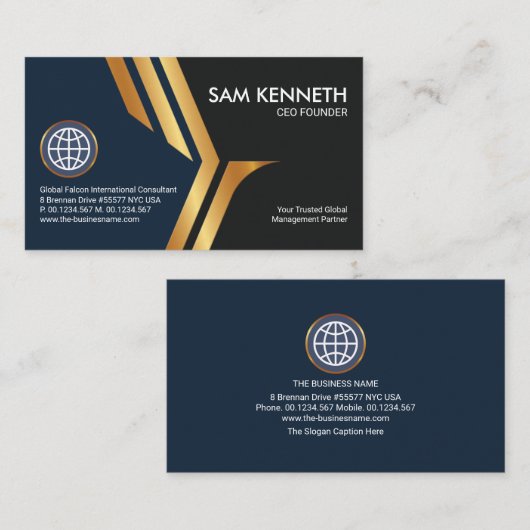 Imitats Gold Falcon Wings CEO Visitenkarte (Vorne/Hinten)