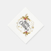 Imitats Gold Floral Frohe Weihnachten | Serviette (Ecke)