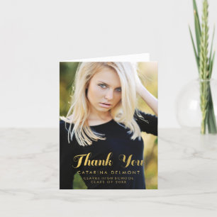 Imitats Gold Foil Abschluss Foto Danke Karte