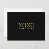 Imitats Gold Foil auf Black XOXO Flat Danke Karte (Vorne/Hinten)