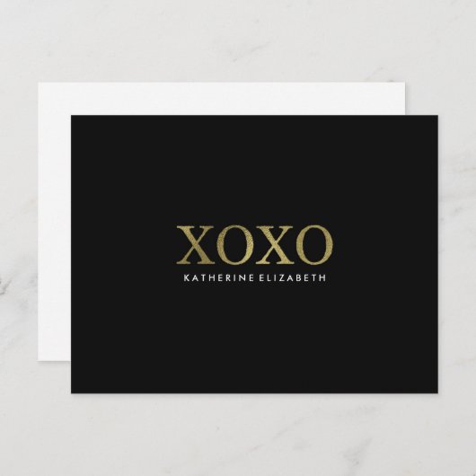Imitats Gold Foil auf Black XOXO Flat Danke Karte (Vorne/Hinten)
