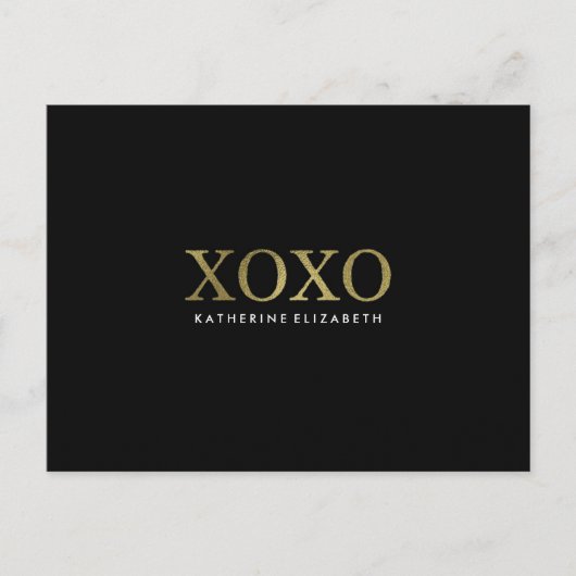 Imitats Gold Foil auf Black XOXO Flat Danke Karte (Vorderseite)
