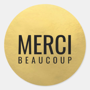 Imitats GOLD FOIL Black MERCI BEAUCOUP Runder Aufkleber