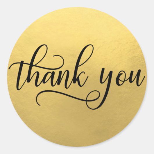 Imitats GOLD FOIL Black Script Kalligraphie Vielen Runder Aufkleber (Vorderseite)