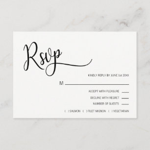 Imitats Gold Foil Black & White UAWG Menu Hochzeit RSVP Karte