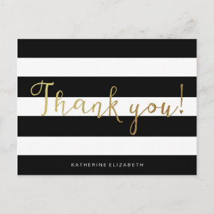 Imitats Gold Foil Calligrafy   Streifen schwarz un Postkarte