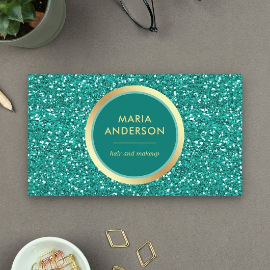 Imitats Gold Foil Circle Aquamariner Glitzer Makeu Visitenkarte