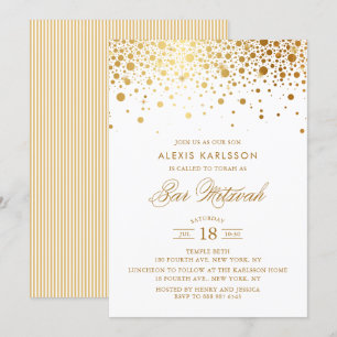 Imitats Gold Foil Confetti Bar Mitzvah Einladung