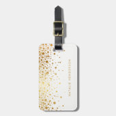 Imitats Gold Foil Confetti Dots Personalisiert Gepäckanhänger (Vorderseite vertikal)
