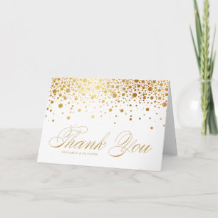 Imitats Gold Foil Confetti Dots White Wedding Dankeskarte