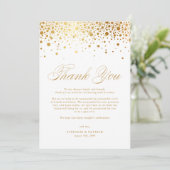 Imitats Gold Foil Confetti Dots White Wedding Dankeskarte (Stehend Vorderseite)