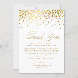 Imitats Gold Foil Confetti Dots White Wedding Dankeskarte