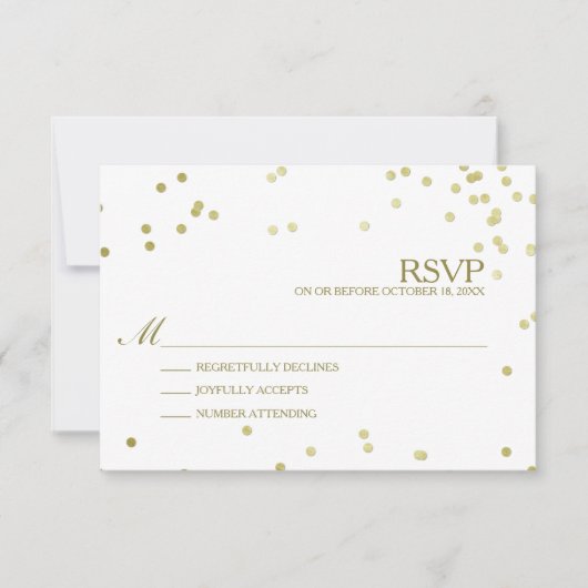Imitats Gold Foil Confetti Wedding RSVP Karte (Vorderseite)