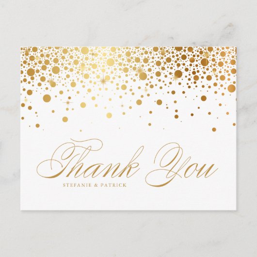 Imitats Gold Foil Confetti Wedding Vielen Dank Postkarte (Vorderseite)
