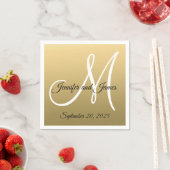 Imitats Gold Foil Elegante Monogram Names Wedding Serviette (Beispiel)