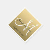 Imitats Gold Foil Elegante Monogram Names Wedding Serviette (Ecke)