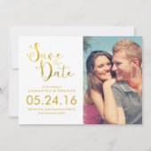 Imitats Gold Foil Elegantes Skript Save the Date (Vorderseite)