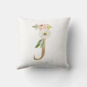 Imitats Gold Foil Floral Letter J Monogram Kissen (Rückseite)