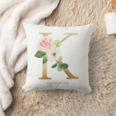 Imitats Gold Foil Floral Letter K Monogramm Kissen (Decke)