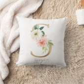 Imitats Gold Foil Floral Letter S Monogram Kinderz Kissen (Decke)