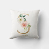 Imitats Gold Foil Floral Letter S Monogram Kinderz Kissen (Rückseite)