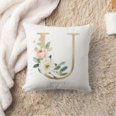 Imitats Gold Foil Floral Letter U Monogramm Kissen (Decke)