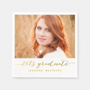 Imitats Gold Foil Foto Graduate Paper Napkins Serviette