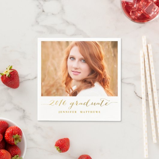 Imitats Gold Foil Foto | Graduate Paper Napkins Serviette (Beispiel)