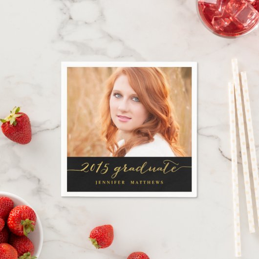 Imitats Gold Foil Foto | Graduate Paper Napkins Serviette (Beispiel)