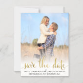 Imitats Gold Foil Foto Hochzeit speichern das Date Magneteinladung (Vorderseite)