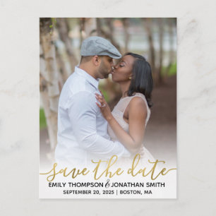 Imitats Gold Foil Foto Save the Date Postkarte