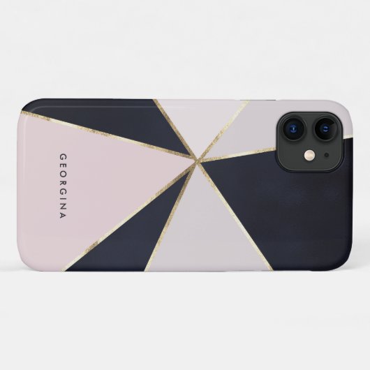 Imitats Gold Foil Geometrie Linien Blau und Rosa Case-Mate iPhone Hülle (Rückseite (Horizontal))