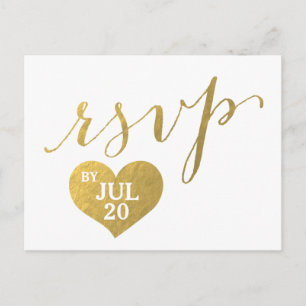 Imitats Gold Foil Glam Herz   Postkarte für Hochze
