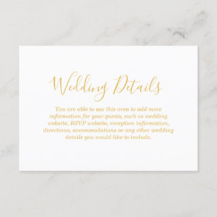 Imitats Gold Foil Glamour   Angaben zur Hochzeitse Begleitkarte