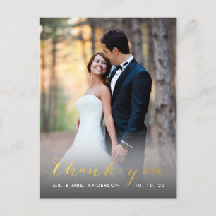 Imitats Gold Foil Handwriting Wedding Vielen Dank Postkarte