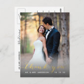 Imitats Gold Foil Handwriting Wedding Vielen Dank Postkarte (Vorne/Hinten)