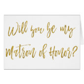 Imitats Gold Foil Hochzeit Matron of Honour (Vorderseite (Horizontal))