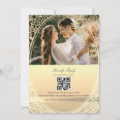 Imitats Gold Foil Hochzeitsempfang mit QR Code Einladung (Rückseite)