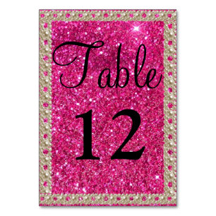 Imitats Gold Foil Hot Pink Glitzer Hochzeitstisch  Tischnummer