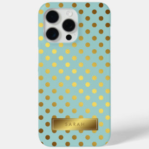 Imitats Gold Foil Polka Dots Muster Personalisiert iPhone 15 Pro Max Hülle