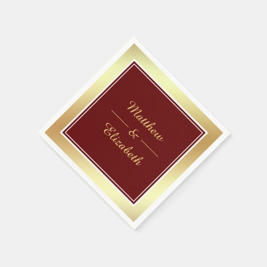 Imitats Gold Foil Red Wedding Paper Serviette (Ecke)